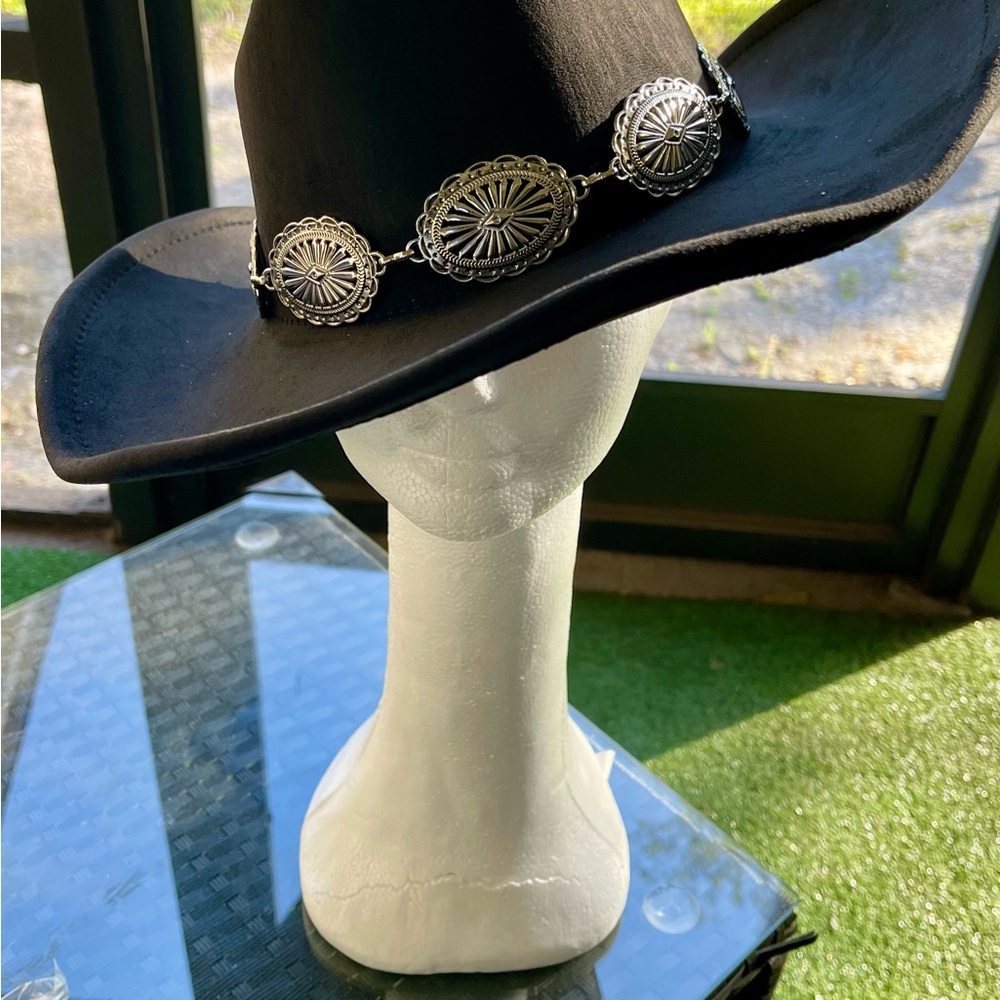New Black Western Suede Cowboy Hat - Picture 12 of 16